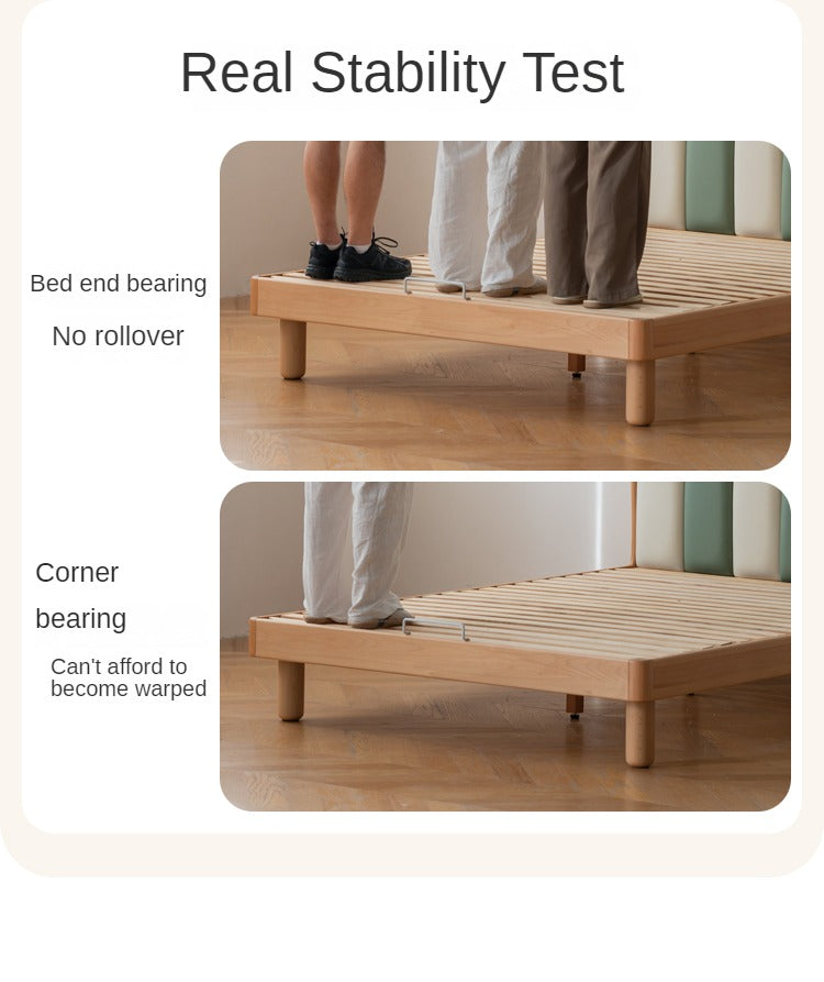 Solid Beech Wood Soft Single Kids Bed - Durable & Safe Children's Bedroom Furniture for Toddlers & Teens - Perfect for Bedrooms, Daycare, and Guest Rooms