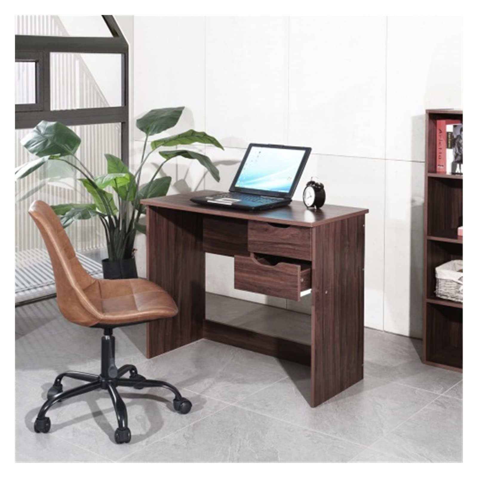 Large Office Computer Desk with 2 Drawers - Classic Brown Wood Writing Study Table for Home Office, Laptop Workstation | Perfect for Remote Work, Online Classes & Home Study Spaces