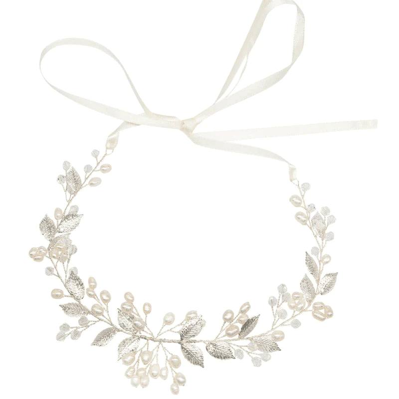 Elegant Silver Wedding Hair Vine with Swarovski Crystals and Freshwater Pearls - Bridal Hair Accessory for Weddings, Prom, and Formal Events