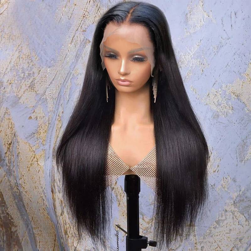 Eullair 13x4 Transparent Lace Front Wig - 100% Human Hair Straight Wig with Undetectable Lace for Natural Look | Perfect for Daily Wear, Cosplay, and Special Occasions