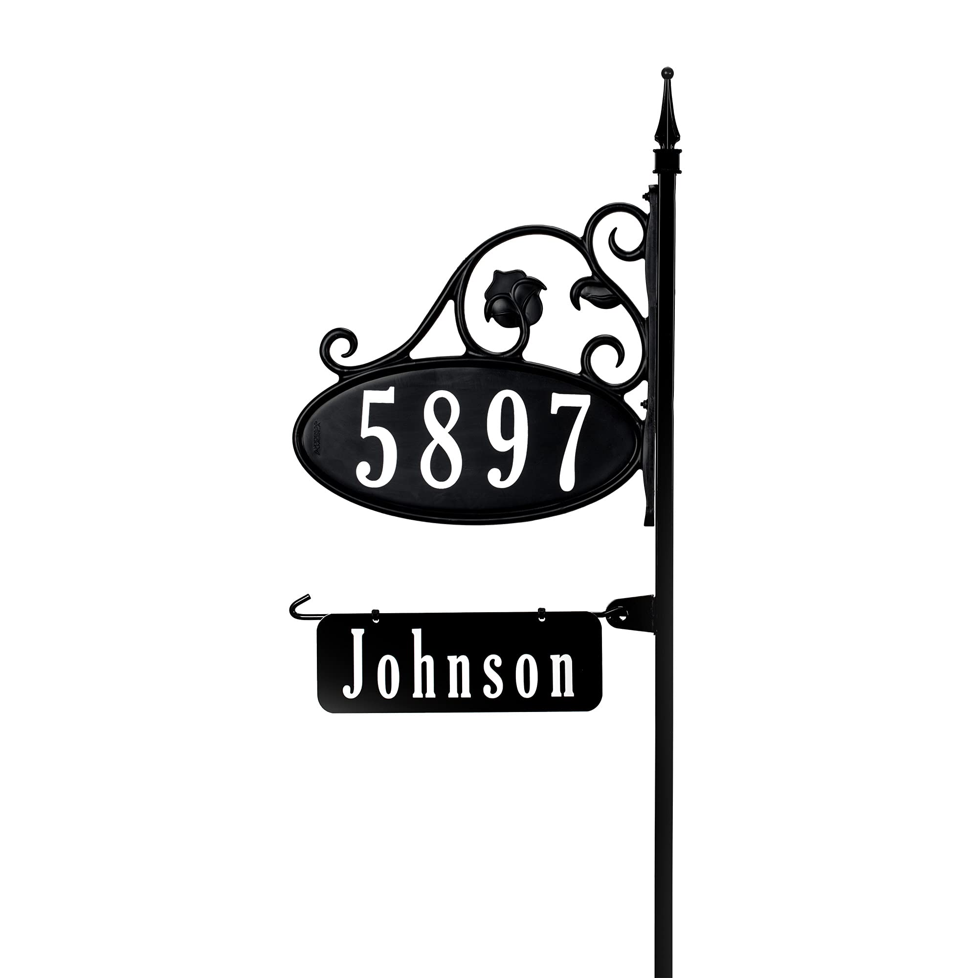 Custom Handcrafted USA Park Place Oval Reflective 911 Address Sign for Yard - Personalized Home Address Plaque with Name Rider & 47