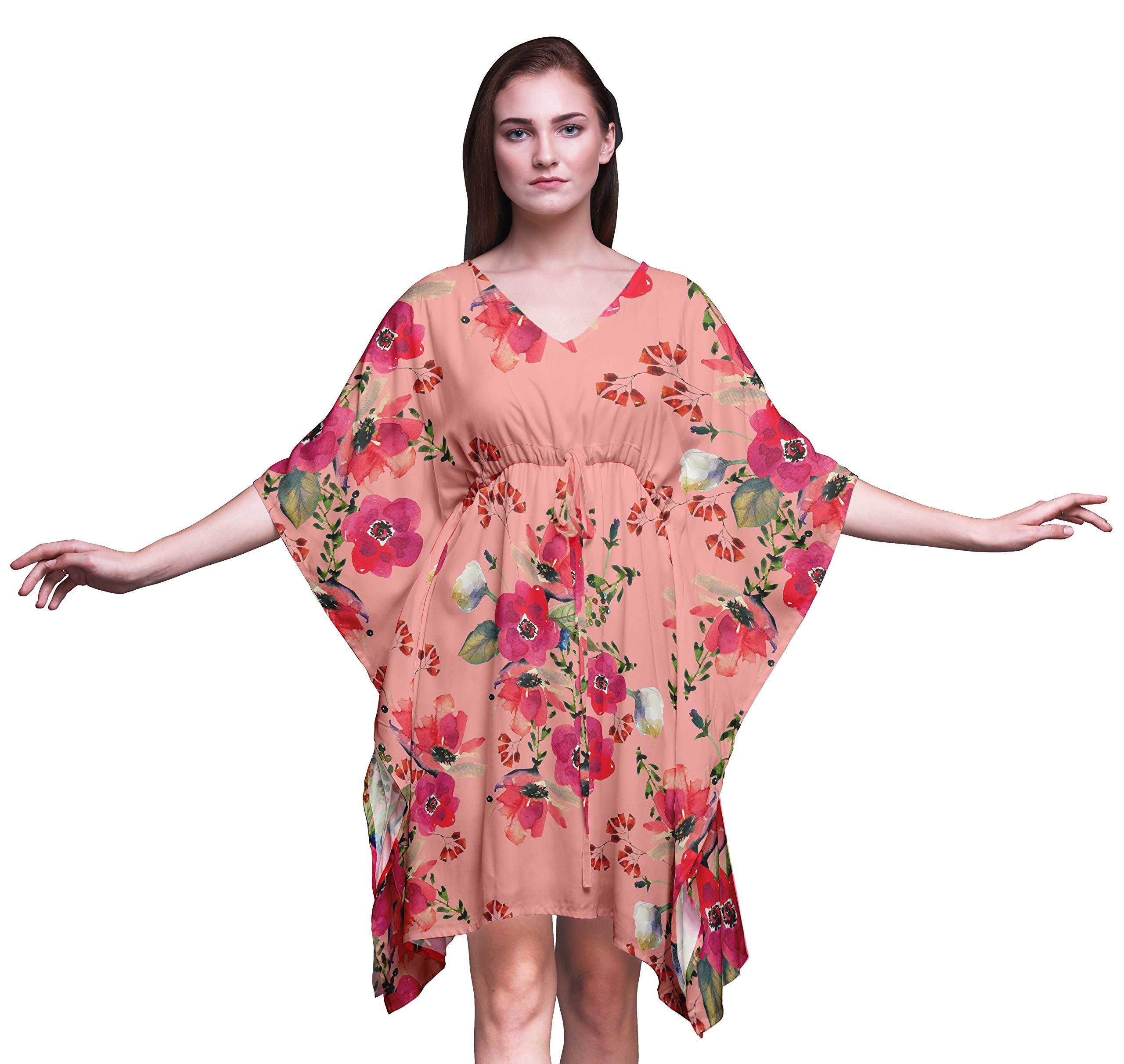 Bimba Women's Short Beach Kaftan - Flowy Bikini Cover Up Dress for Summer - Perfect for Poolside, Beach Vacations & Resort Wear