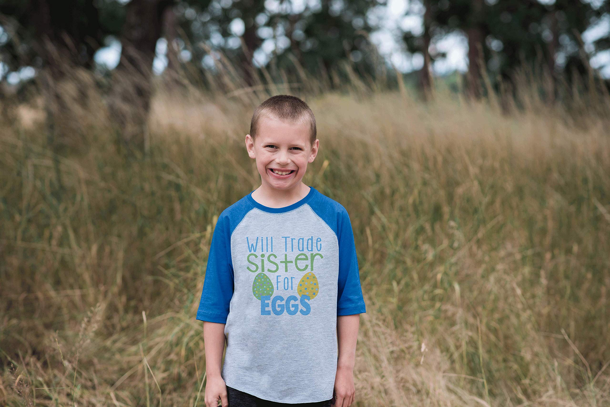 7 Ate 9 Apparel Kids Funny Brother Easter Blue Raglan T-Shirt - Cute Sibling Matching Outfits for Easter Celebrations & Family Photos