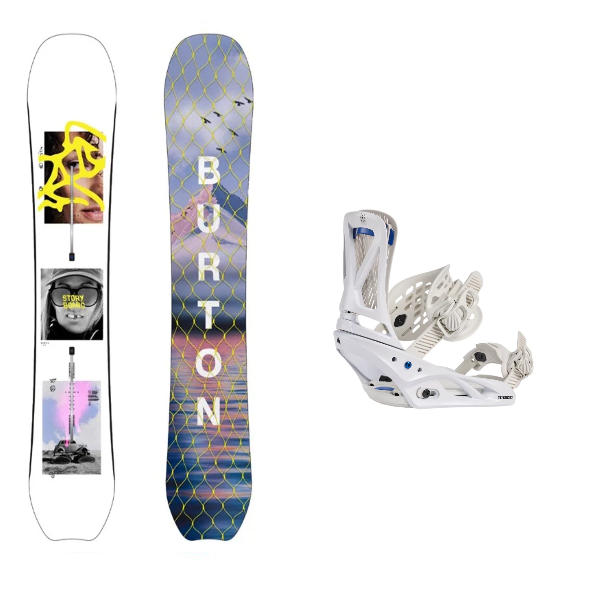 Burton Story Board Snowboard with Burton Escapade Bindings 2025 - Perfect for All-Mountain Riding & Freestyle Tricks