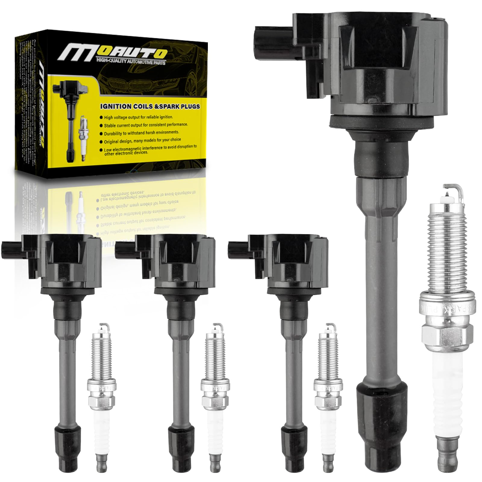 4 PCS Ignition Coils & Iridium Spark Plugs Kit - Compatible with Honda Accord CR-V Civic Insight RDX 2017-2021 1.5L 2.0L - UF781 3052059B013 Replacement Parts - Improve Engine Performance & Fuel Efficiency for Daily Commute & Road Trips