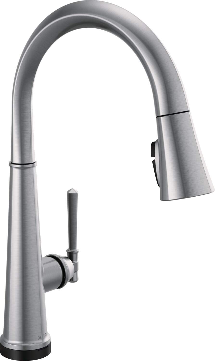 Delta 9182T-AR-PR-DST Emmeline Touch Kitchen Faucet with Pull Down Sprayer - Brushed Nickel Finish, Touch2O Technology & Lumicoat Arctic Stainless - Perfect for Modern Kitchens, Dishwashing & Food Prep