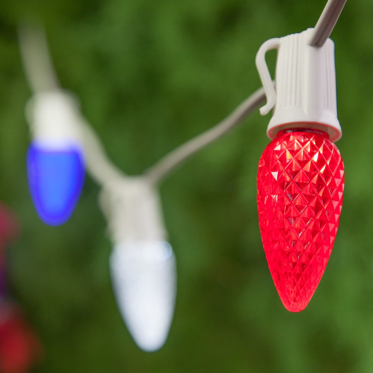 75 C9 OptiCore LED Patriotic Lights - 75 Ft Red White and Blue Outdoor String Lights for Fourth of July, Memorial Day, Veterans Day Decorations - Weatherproof Patio Lights for Garden, Yard, Deck, and Party Decor