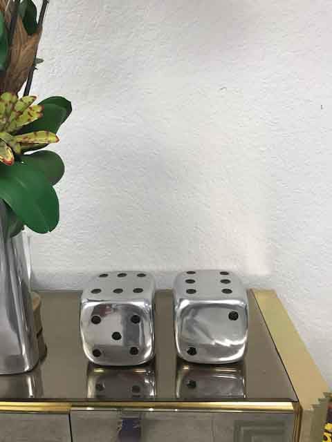 Modern Day Accents 4104 Decorative Dice Set - Silver with Black Dots (6
