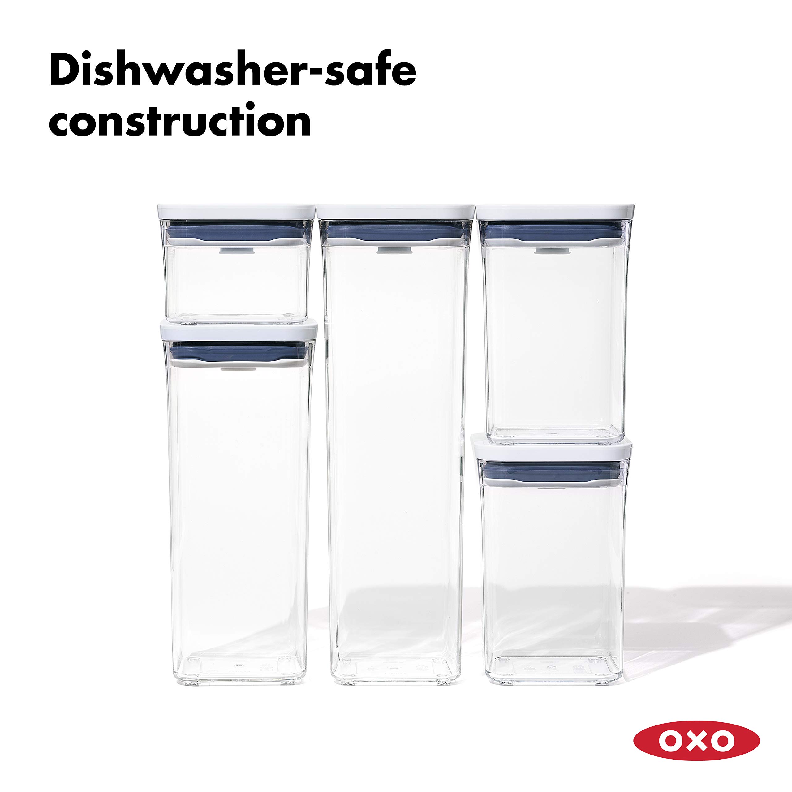 OXO Good Grips 5-Piece Airtight Food Storage Containers & 8-Piece Baking Essentials Set - White | Kitchen Organization for Flour, Sugar, Spices | Perfect for Pantry, Baking, and Meal Prep