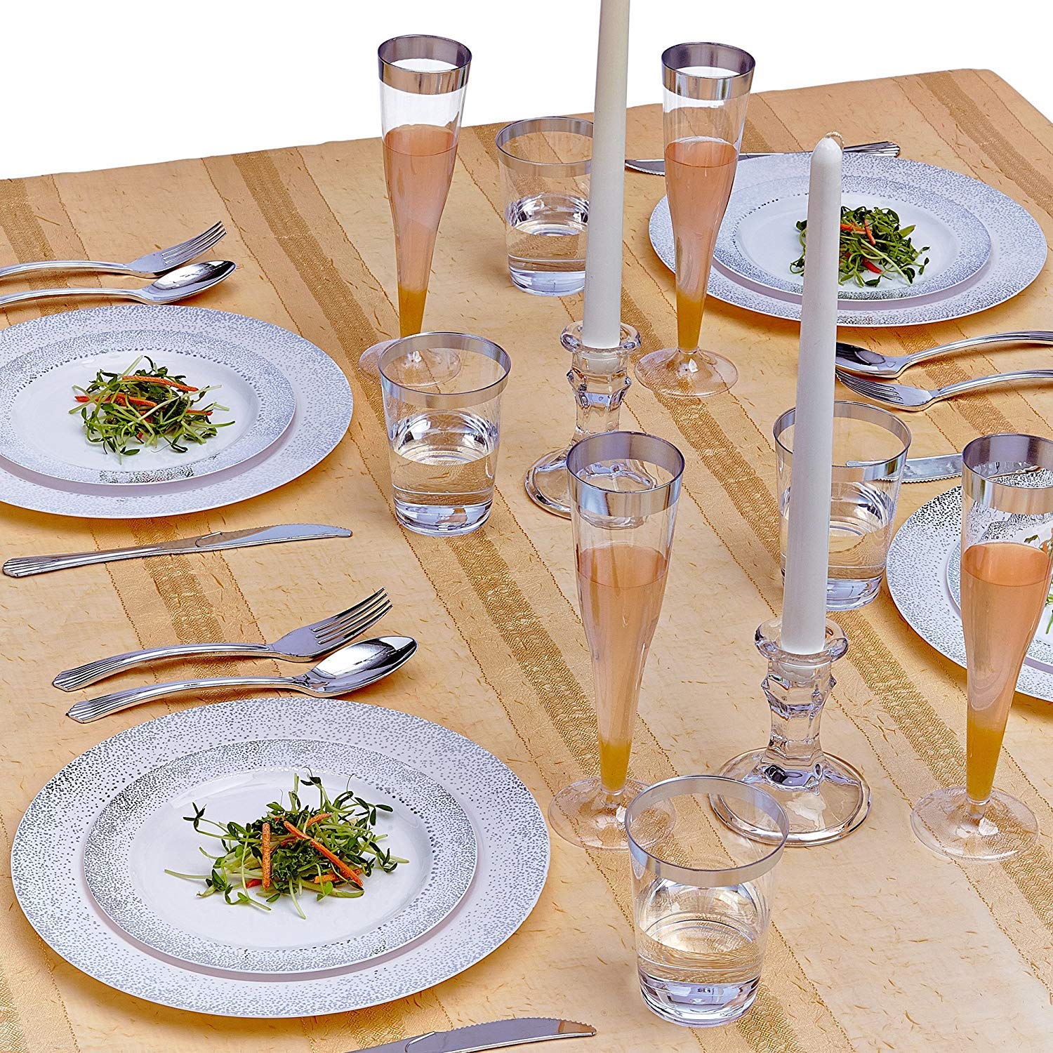 Premium 40-Piece Disposable Silver Spoon Set - Elegant Ocean Mist Design for Parties, Picnics & Catering (120 Servings) | Durable Plastic Cutlery for Weddings, BBQs & Outdoor Events