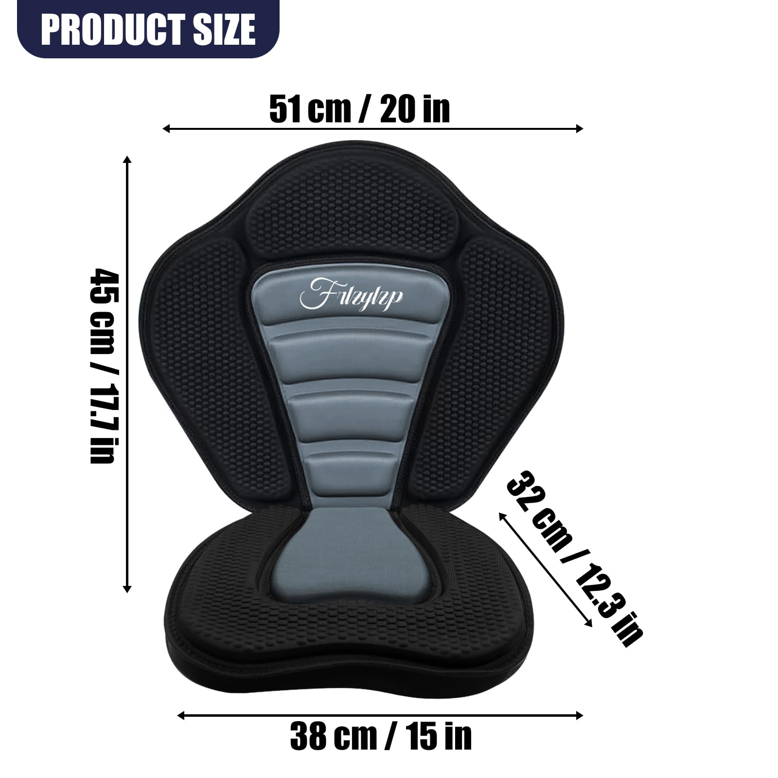 Premium Thickened Kayak Seats with Back Support - Shockproof & Comfortable for Kayaking, Canoeing, Fishing, Paddle Boarding - Extra Storage Design (Black+Gray, 2 Pack) - Perfect for Outdoor Water Sports & Relaxing on the Lake
