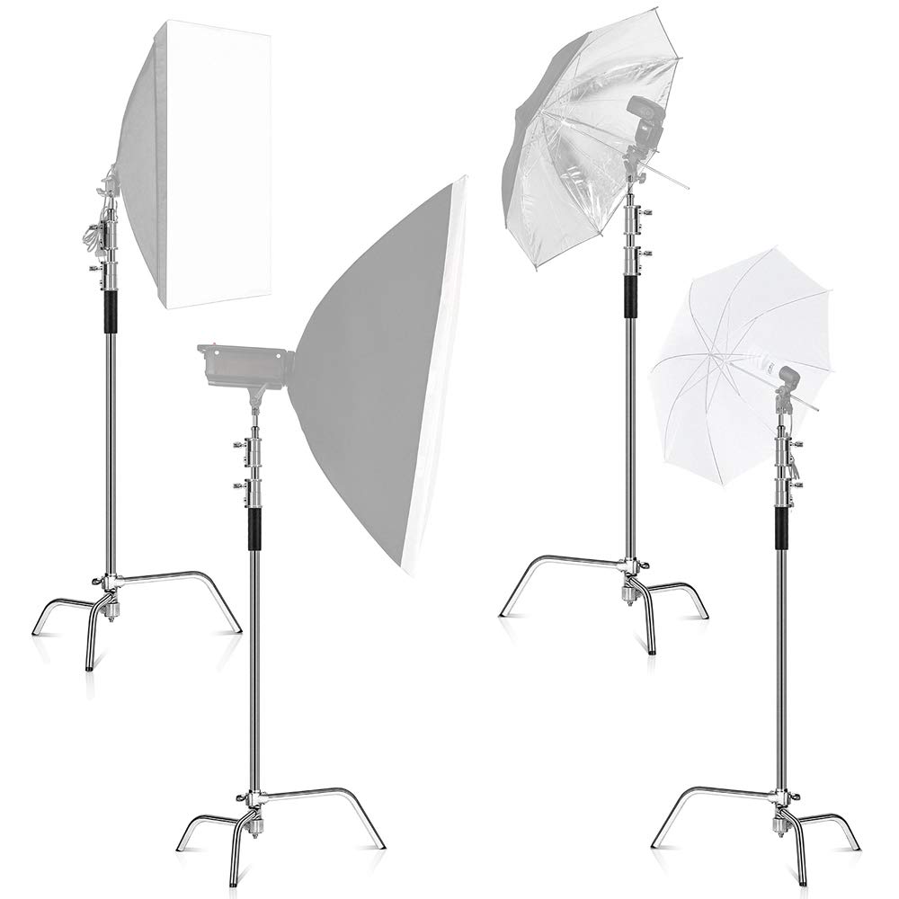 Heavy Duty Pro C Stand with Boom Arm - Adjustable Light Stand for Photography Studio, Video Reflector, Monolight & Softbox | Perfect for Professional Photoshoots, YouTube Videos & Live Streaming