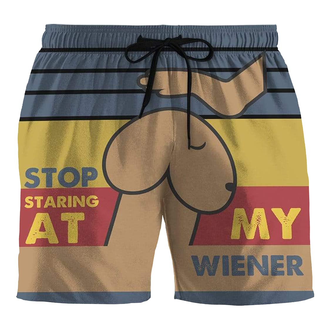 Funny Men's Swim Trunks with Drawstring - Quick Dry Beach Shorts for Swimming, Summer Vacation & Pool Party | Trendy Swimwear for Men