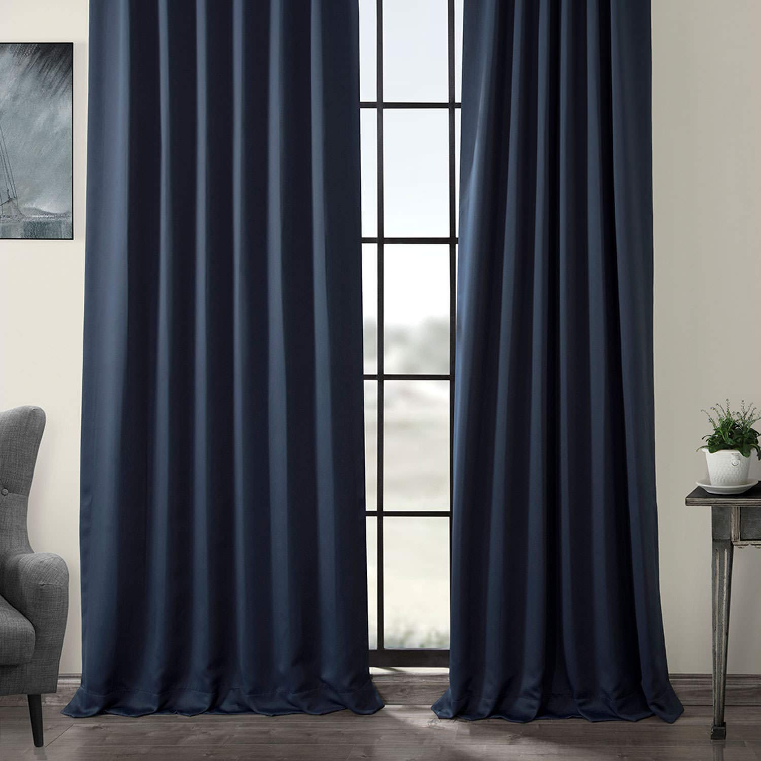 Room Darkening Curtains 96 Inches Long - Navy Blue Blackout Drapes for Bedroom & Living Room (50x96, 1 Panel) | Perfect for Light Control, Privacy & Sleep