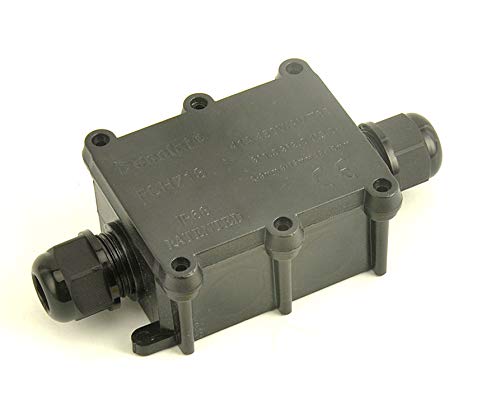 Waterproof Junction Box IP68 - Outdoor Electrical Enclosure with 2-Way M20 Coaxial Cable Connector (4-12mm Wire Range) - Ideal for Outdoor Wiring, Solar Panels & Marine Applications