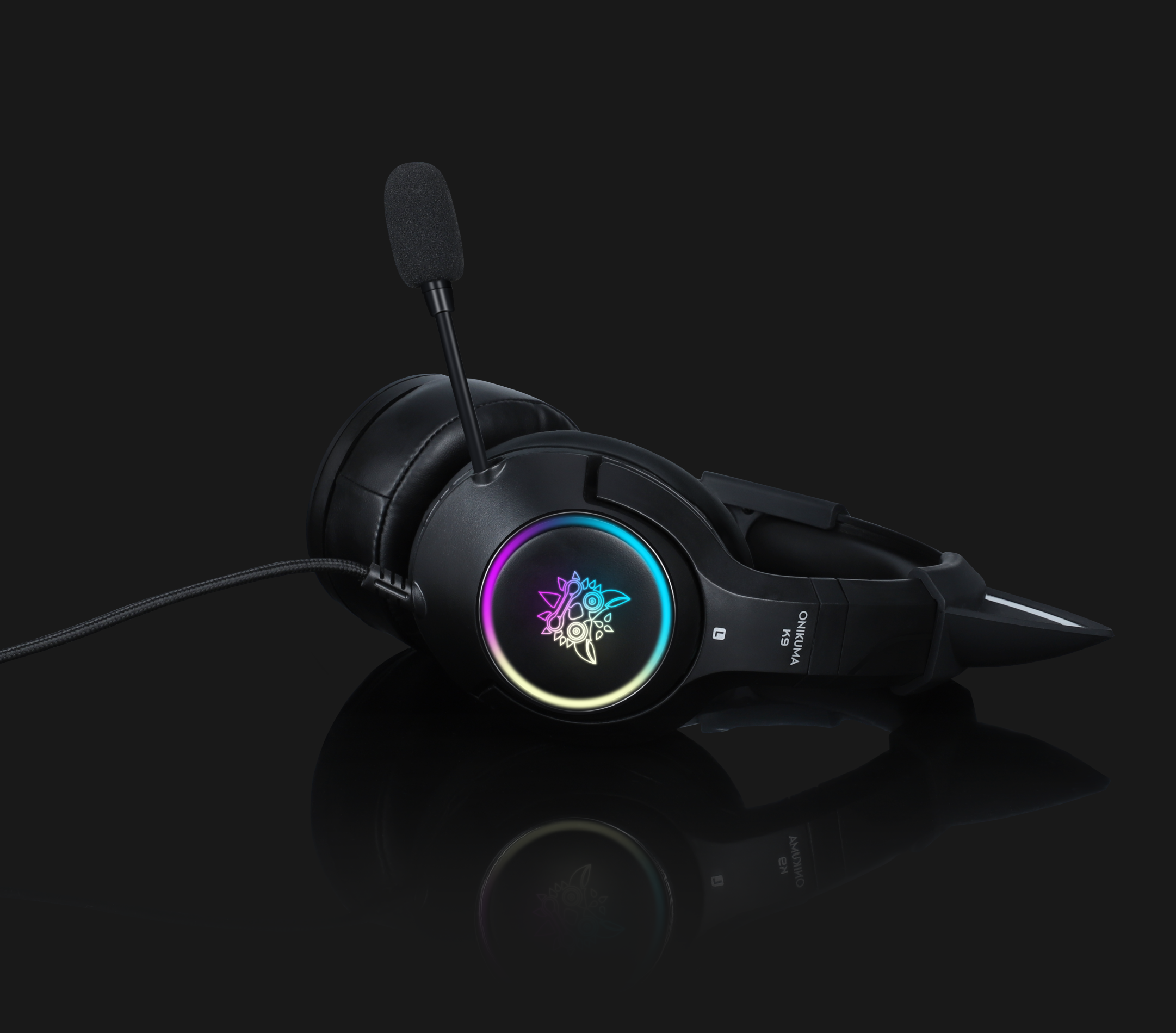 ONIKUMA K9 RGB Stereo Gaming Headset with Cat Ears - Noise Cancelling Mic, Comfortable Over-Ear Design for PS4, Xbox One, PC, Nintendo Switch - Perfect for Gaming, Streaming & Online Classes