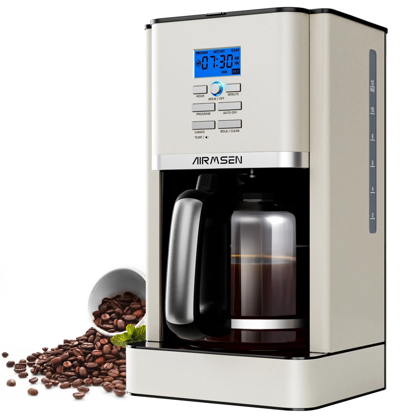 12-Cup Programmable Drip Coffee Maker with Stainless Steel Carafe - Perfect for Home, Office & Entertaining