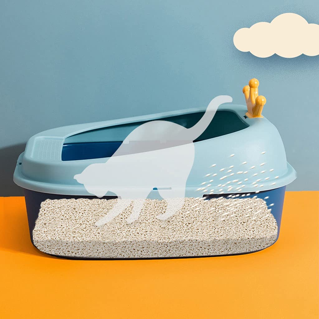 Large Space Semi-Enclosed Cat Litter Box - Splash Proof & Easy to Clean Cat Toilet for Indoor Cats - Perfect for Small Apartments & Multi-Cat Homes (Color A)