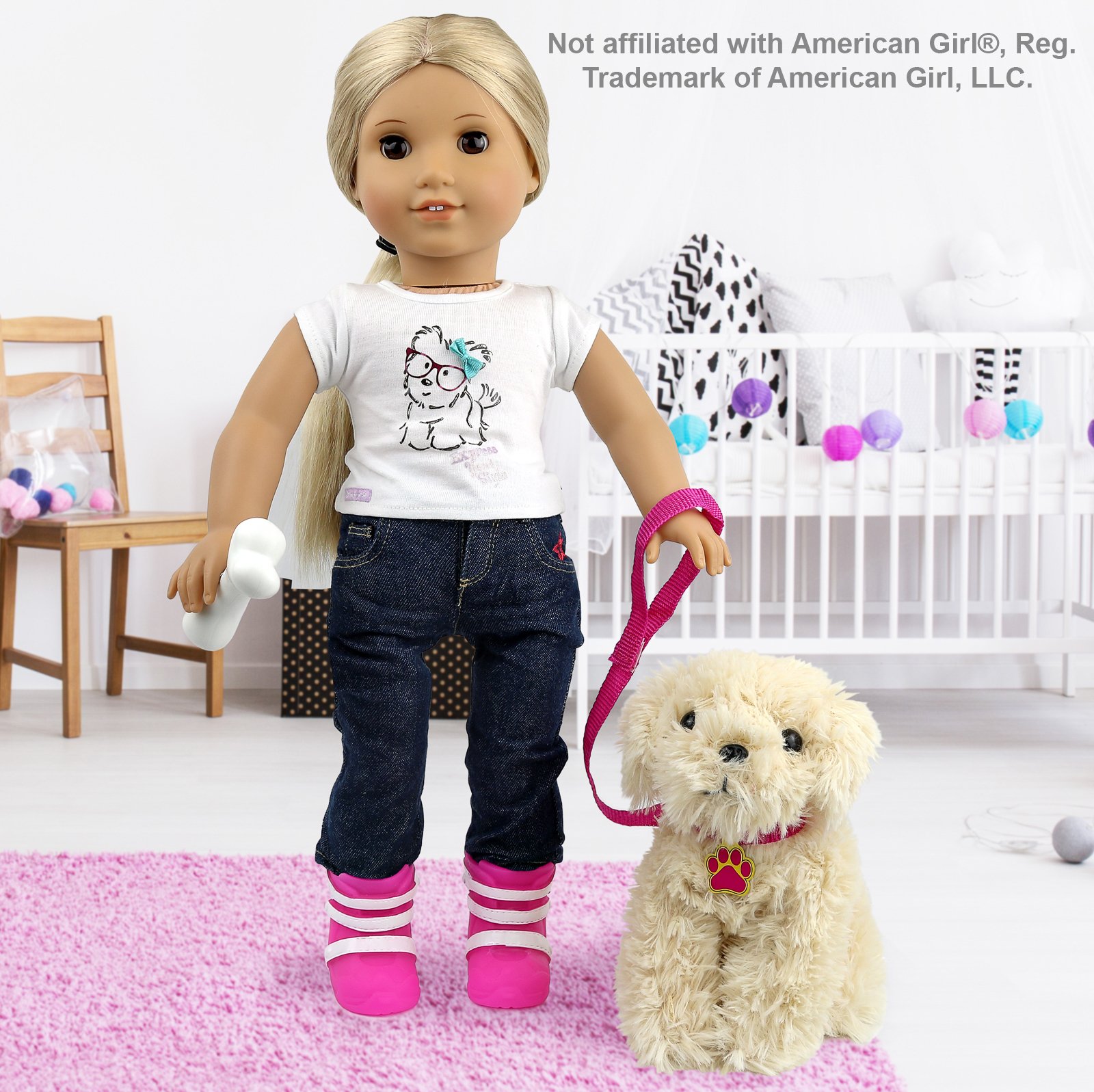 Click N' Play Interactive Toy Puppy Set with Dog Bed - Cute Plush Puppy Toys for Toddlers & Kids Ages 3+ | Perfect Gift for 3 Year Old Girls | Pretend Play, Role Play & Imaginative Play Scenarios