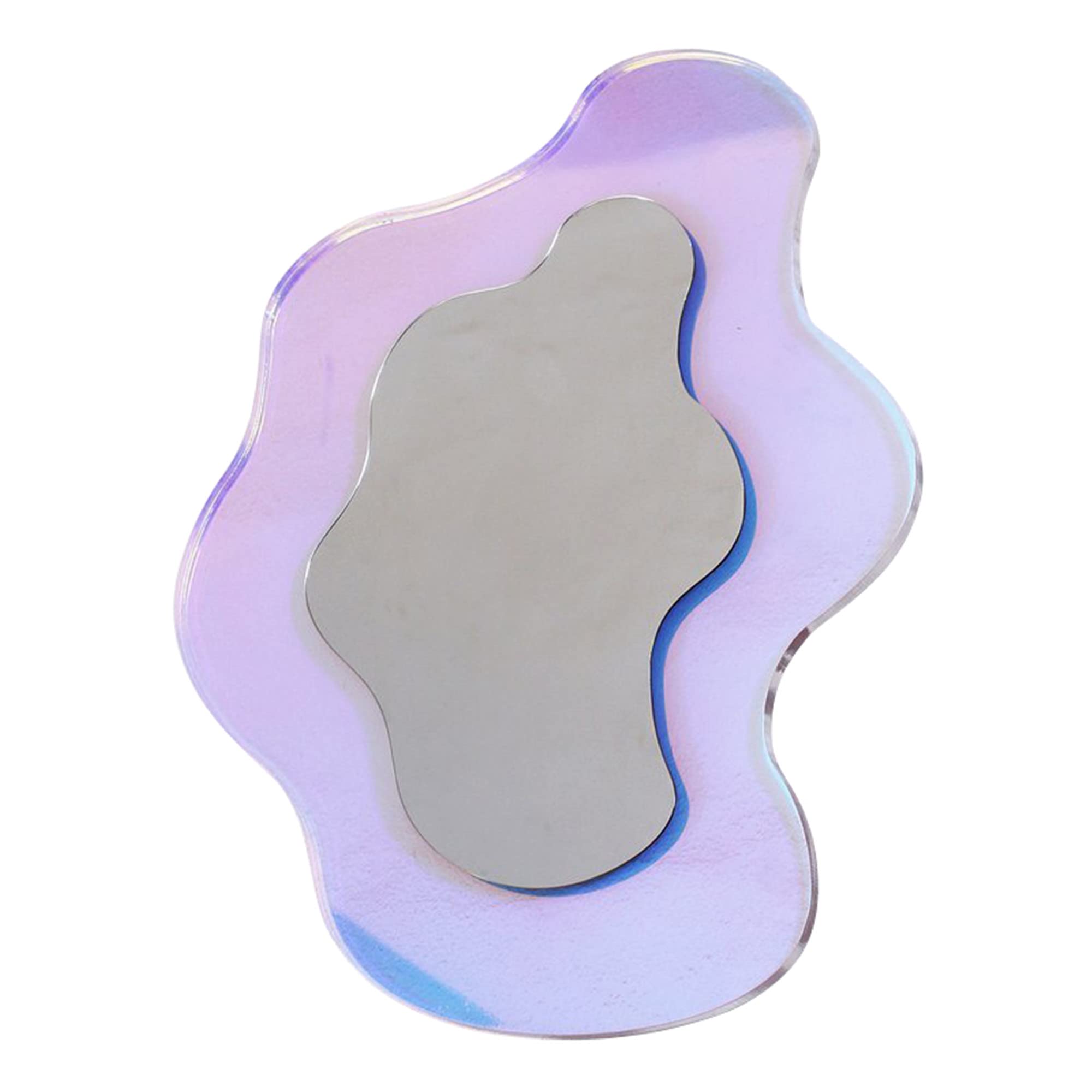 Wavy Acrylic Mirror - Rainbow Irregular Aesthetic Vanity Mirror Frameless, Retro Decorative Mirror for Living Room, Bedroom & Minimalist Spaces - 9.84''x14.17'' - Perfect for Home Decor, Instagram Aesthetic Photos & Boho Style Interior Design
