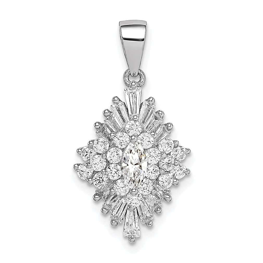 925 Sterling Silver Marquise Cut Cubic Zirconia Pendant Necklace for Women - Elegant Fine Jewelry Gift for Her - Perfect for Anniversaries, Birthdays & Special Occasions