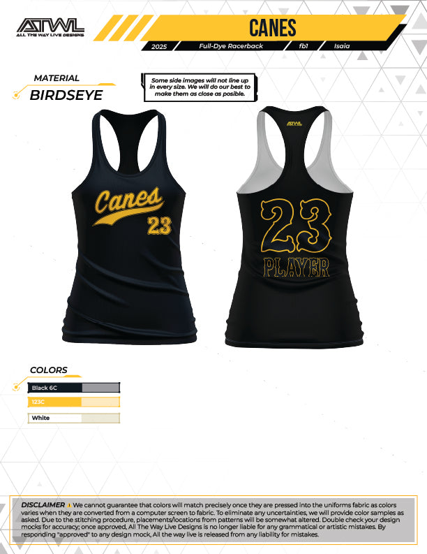 Black Full Dye Women's Baseball Jersey - Racerback Style for Softball & Sports - Perfect for Games, Practice & Team Uniforms