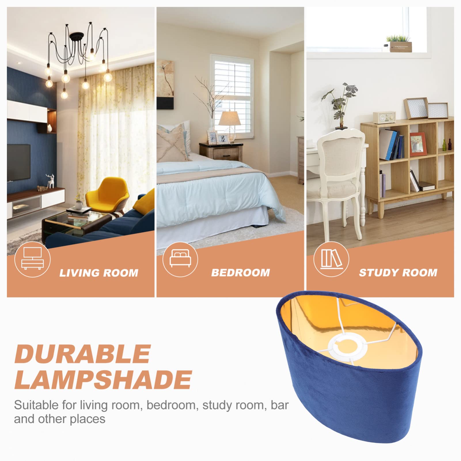 Lurrose E27 Drum Lampshade - Blue Fabric Lamp Shade Replacement for Table, Floor & Pendant Lights | Perfect for Living Room, Bedroom & Office Decor
