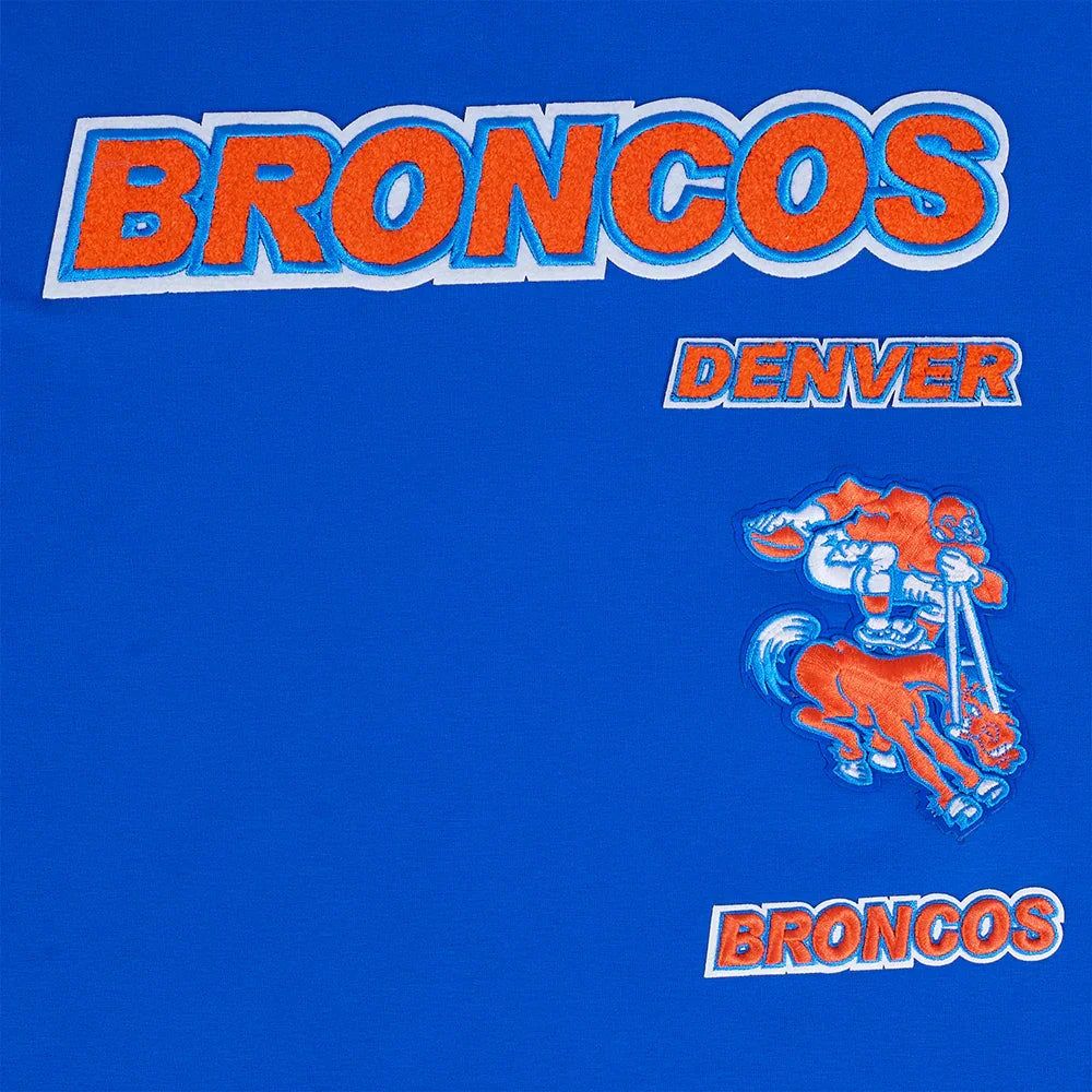Denver Broncos Retro Classic Chenille Striped T-Shirt for Men - Vintage NFL Football Fan Jersey, Soft Cotton Tee for Game Day, Tailgating & Casual Wear