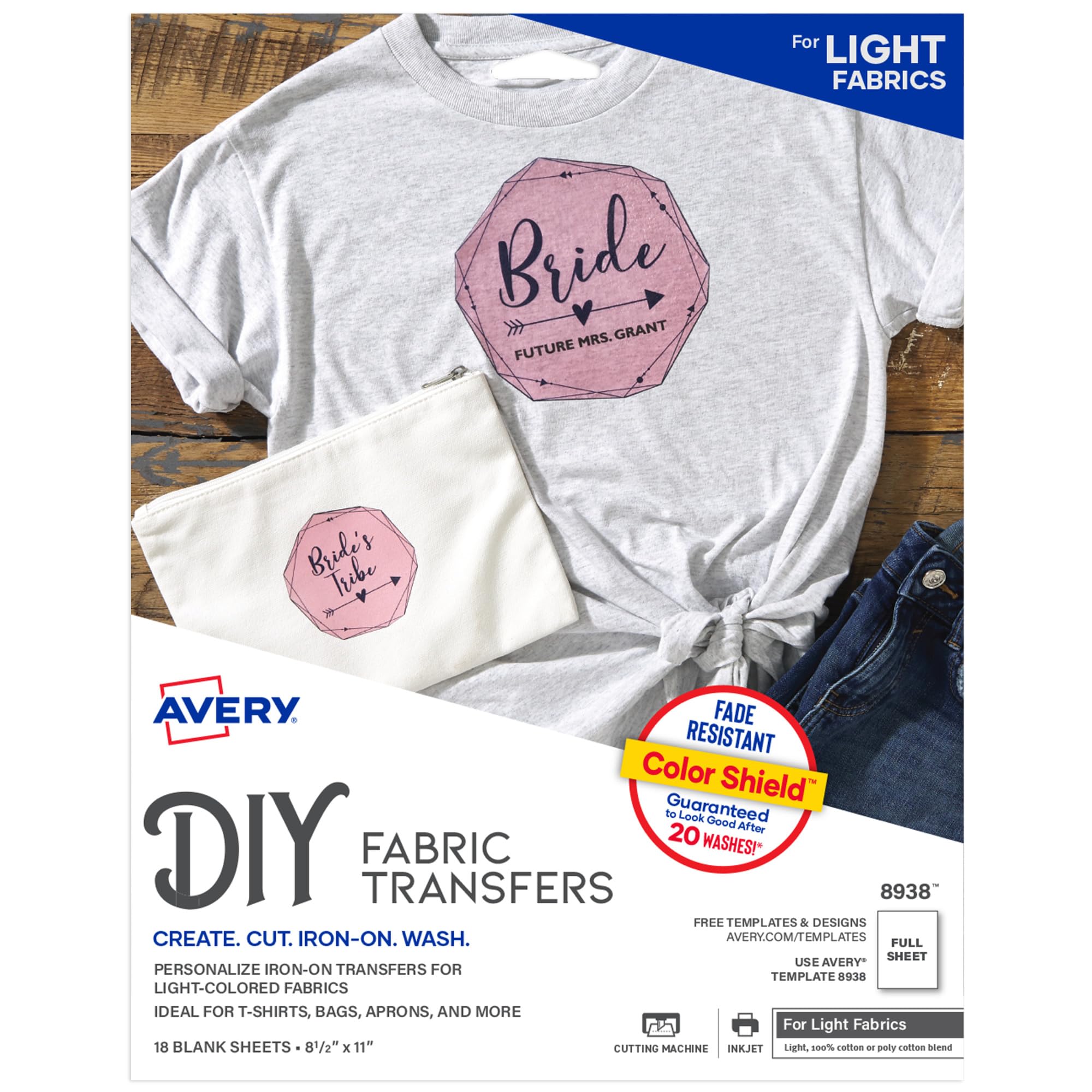 Avery Printable Heat Transfer Paper for Light Fabrics - 8.5