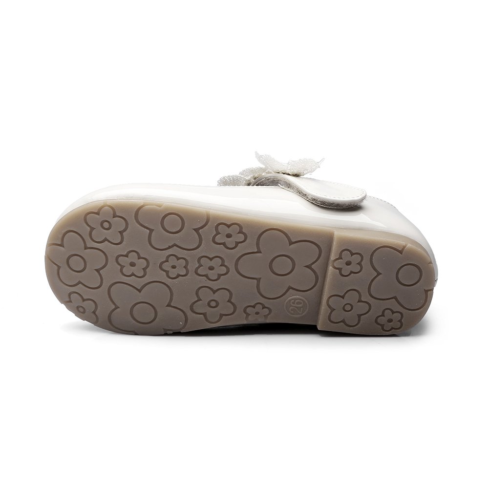 Girl's Off-White Mary Jane Flat Shoes with Adjustable Strap - Comfortable & Stylish for School, Parties & Everyday Wear