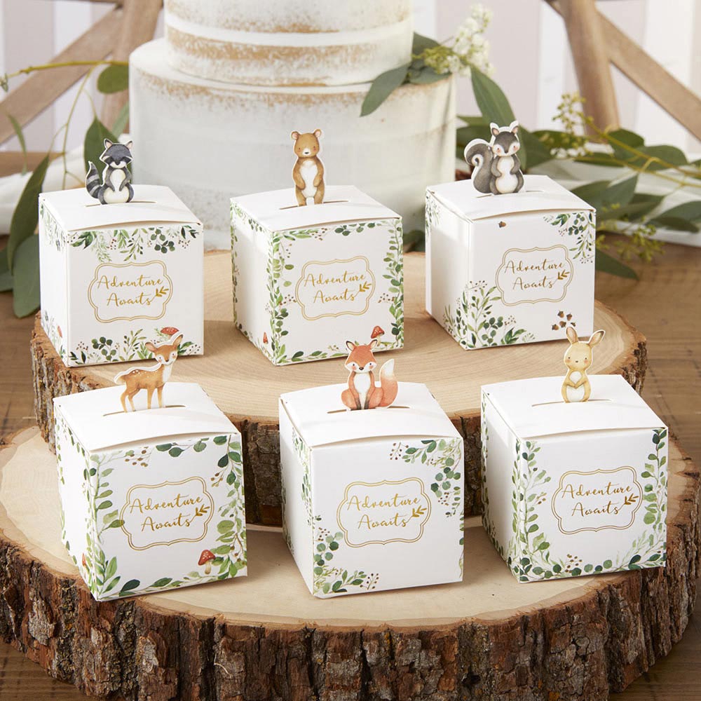 Woodland Baby Shower Favor Boxes - Set of 24 Adorable Forest-Themed Gift Boxes for Baby Showers, Birthday Parties & Gender Reveals
