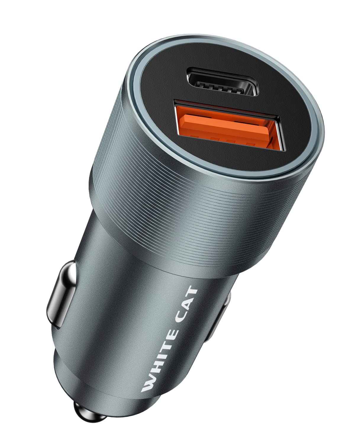 38W Fast USB C Car Charger with Dual Ports - PD 20W & QC3.0 - White Cat Design - Compatible with iPhone 14 Pro Max/13/12/11, Samsung Galaxy S23/S22/S21, iPad Pro/Mini, Google Pixel - Perfect for Road Trips & Daily Commuting