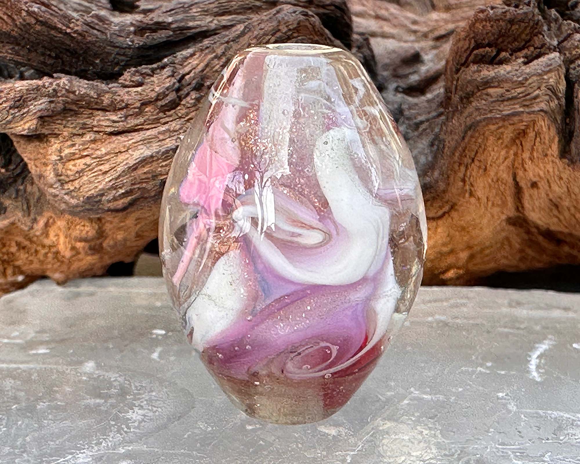 Valentine Swirl Lampwork Glass Focal Bead - Handmade SRA Artisan Bead for Jewelry Making, DIY Crafts, Necklace & Bracelet Designs - Perfect for Valentine's Day Gifts & Romantic Jewelry Projects