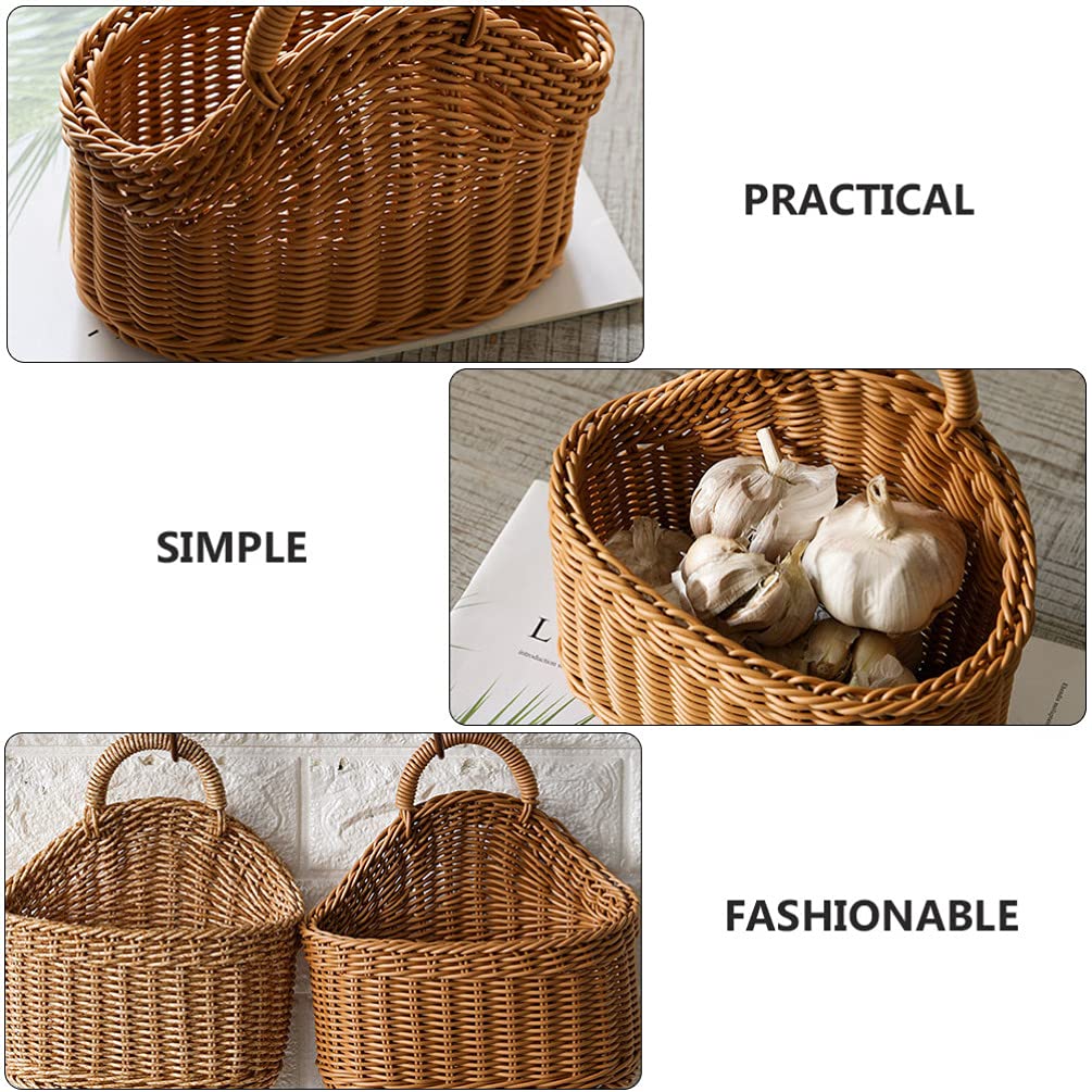 Cabilock Handwoven Woven Belly Basket - Plastic Cutlery Storage Organizer & Hanging Bin for Kitchen, Table, Cabinet, Pantry - Perfect for Forks, Spoons, Napkins & Serving Utensils (21x19cm) - Ideal for Dining Room Organization, Party Serving & Small Space Storage