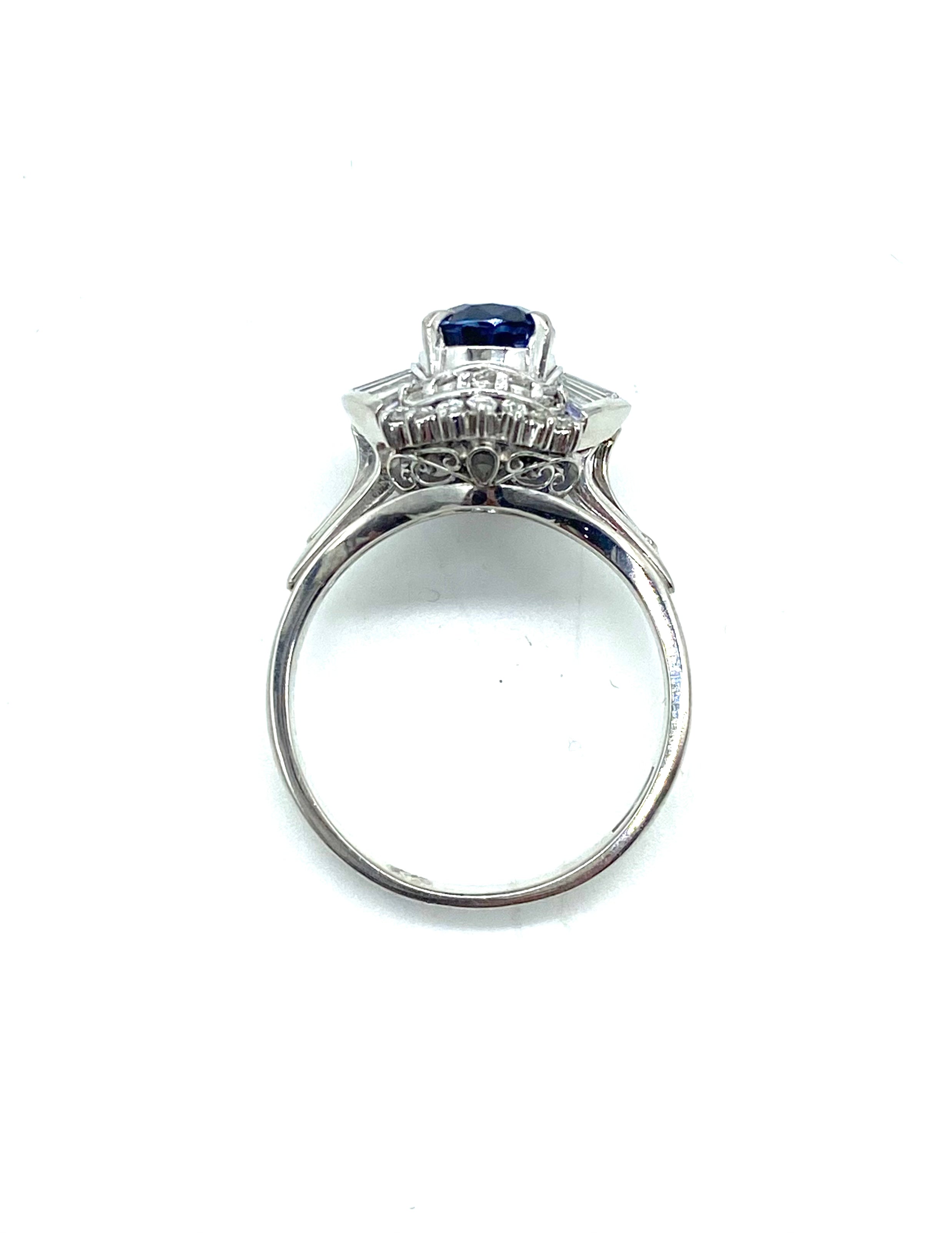 Exquisite Sapphire and Diamond Engagement Ring for Women - 14K White Gold Wedding Band, Perfect for Proposals, Anniversaries & Special Occasions