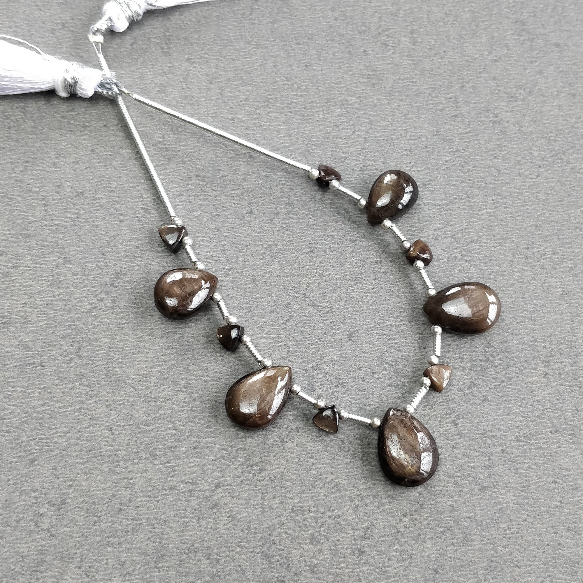 Natural Unheated Golden Brown Chocolate Sapphire Gemstone Cabochon Loose Beads - 24.00cts Pear & Triangle Plain Nuggets (4mm-12x9mm) for Jewelry Making, Wire Wrapping & DIY Crafts
