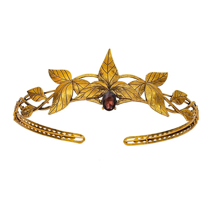 Enchanted Forest Elven Leaf Diadem Headpiece - Fantasy Cosplay Crown for Renaissance Faires, LARP & Themed Weddings