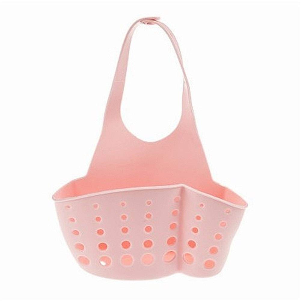 Adjustable Snap Sink Soap Sponge Holder - Kitchen & Bathroom Organizer with Drain Rack, Hanging Storage Shelf for Sponges & Soap (Pink) - Perfect for Small Spaces, RVs & Apartments