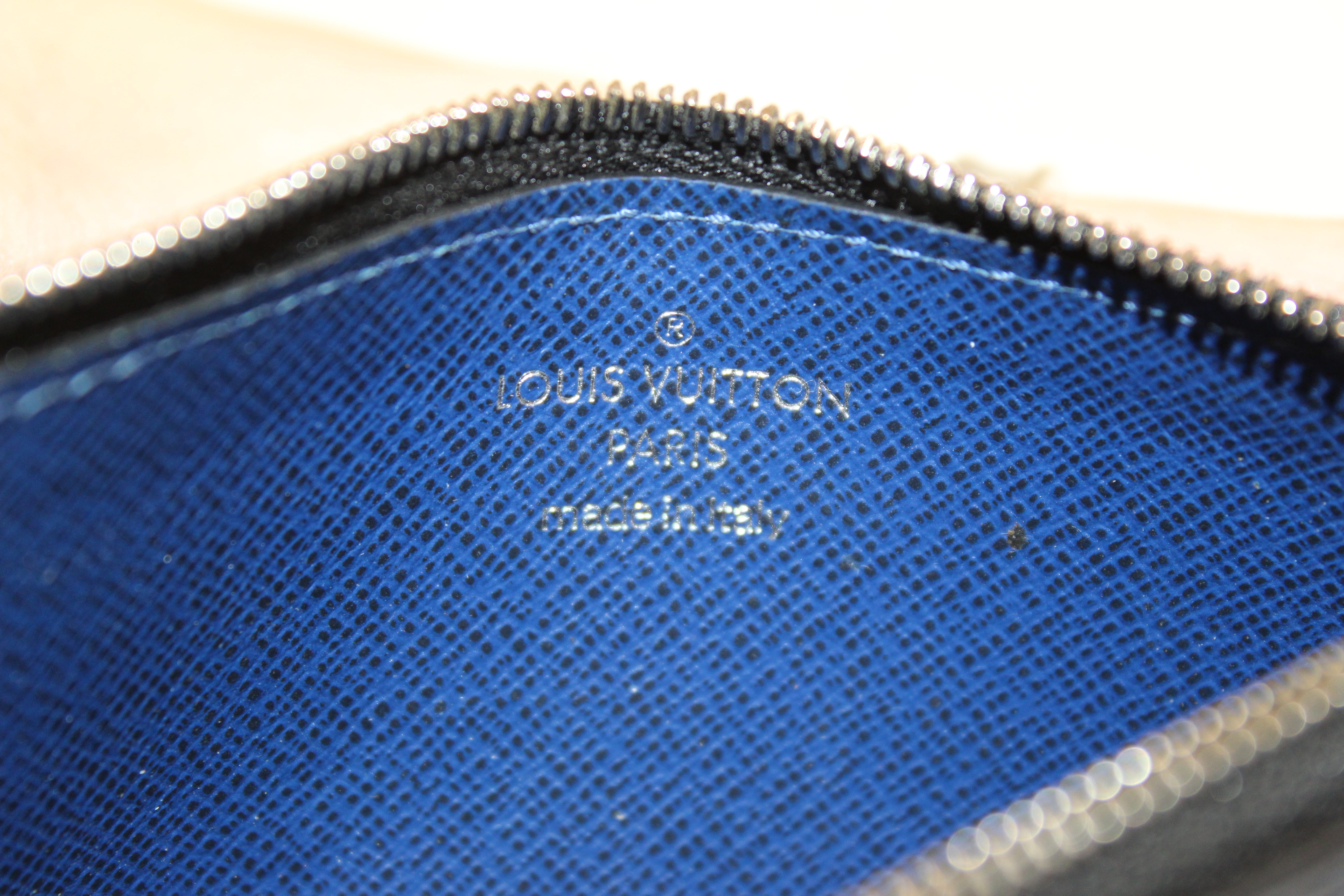 Authentic Louis Vuitton Blue Monogram Canvas & Taiga Leather Coin Card Holder Wallet - Perfect for Everyday Use, Travel & Luxury Gift Giving