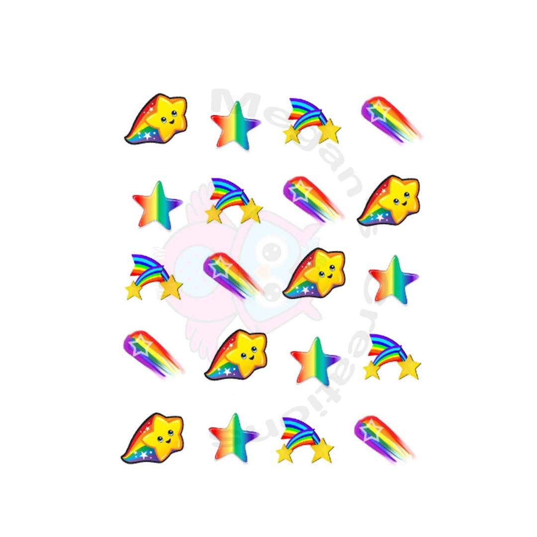 Rainbow Shooting Stars Waterslide Nail Decals for Nail Art - DIY Galaxy Nail Stickers for Women & Teens - Perfect for Parties, Salons & Home Manicures