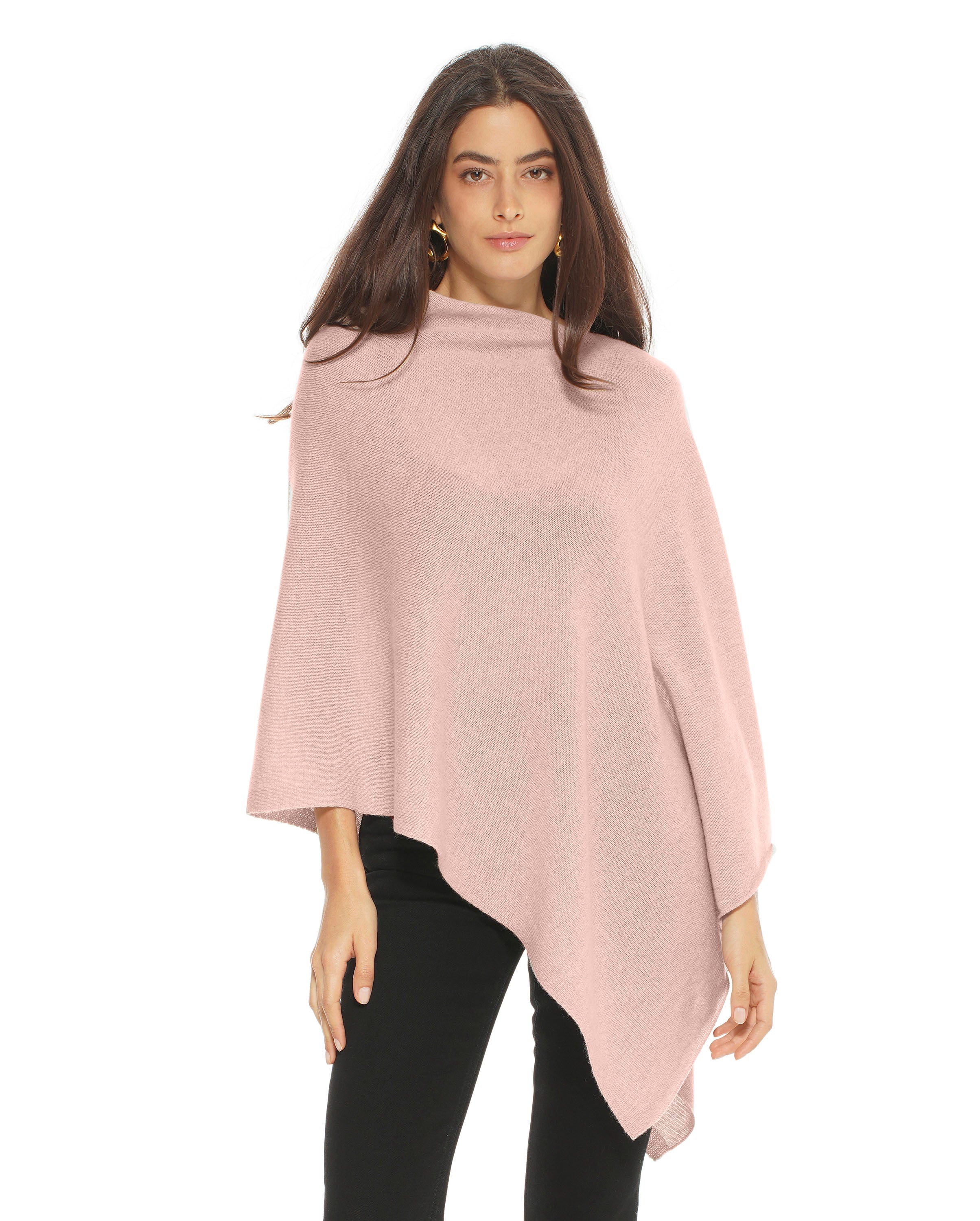 Luxury Women's Pure Cashmere Poncho - Soft & Warm Peach Shawl Wrap for Fall & Winter | Perfect for Travel, Office & Casual Outfits