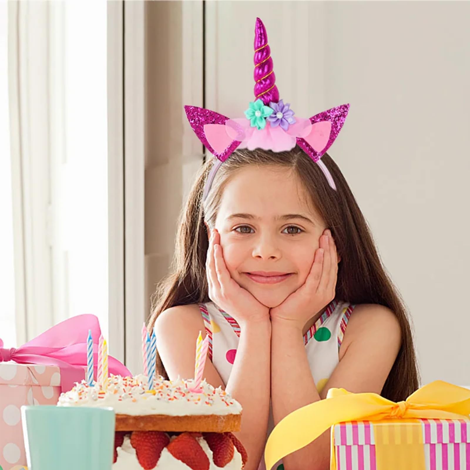 Sparkly Unicorn Horn Headband for Women & Girls - Glitter Hairband for Birthday Party, Halloween Costume, Cosplay, Festival & Fairy Tale Theme Events - Cute Hair Accessory for Dress Up & Photo Props