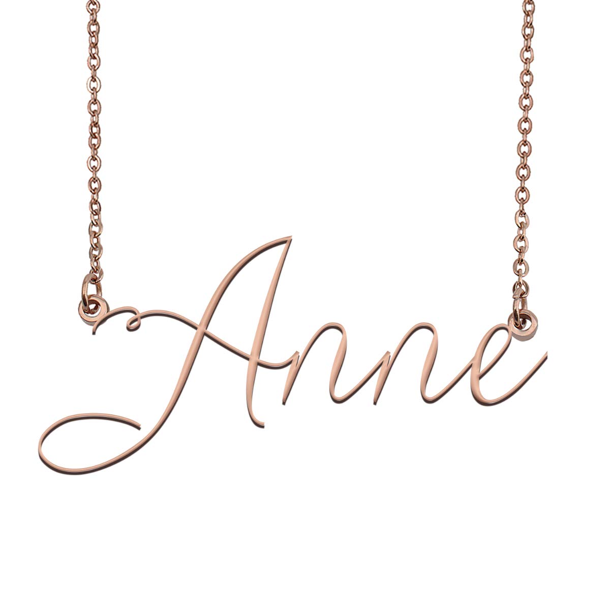 Personalized Rose Gold Name Necklace - Custom Name Plate Necklace with Engraved Name Tag - Perfect for Gifts, Anniversaries & Everyday Jewelry