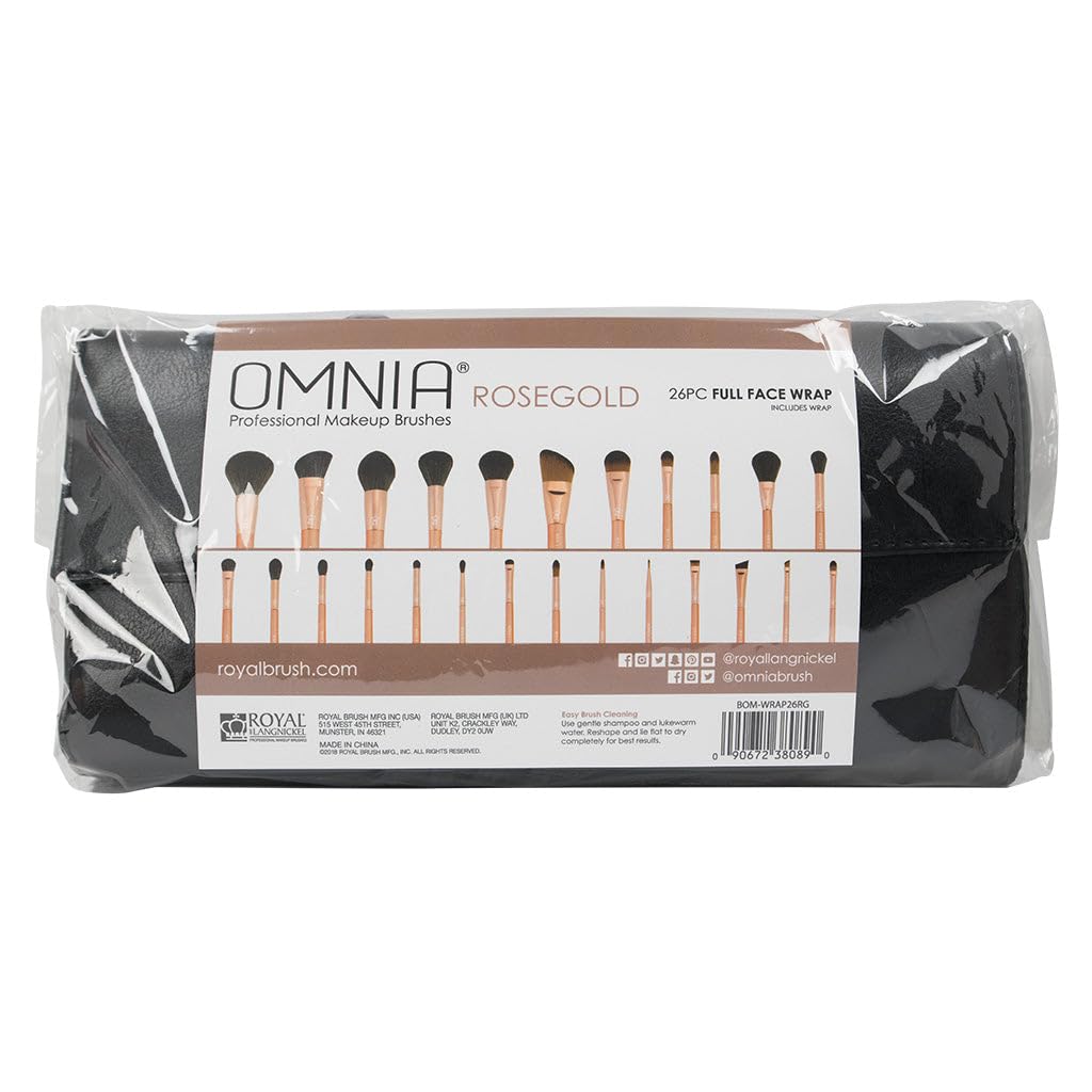 OMNIA Rose Gold 26-Piece Complete Makeup Brush Set with Travel Case - Professional Powder, Foundation, Eyeshadow & Lip Brushes for Flawless Makeup Application | Perfect for Home Use, Travel & Professional Makeup Artists