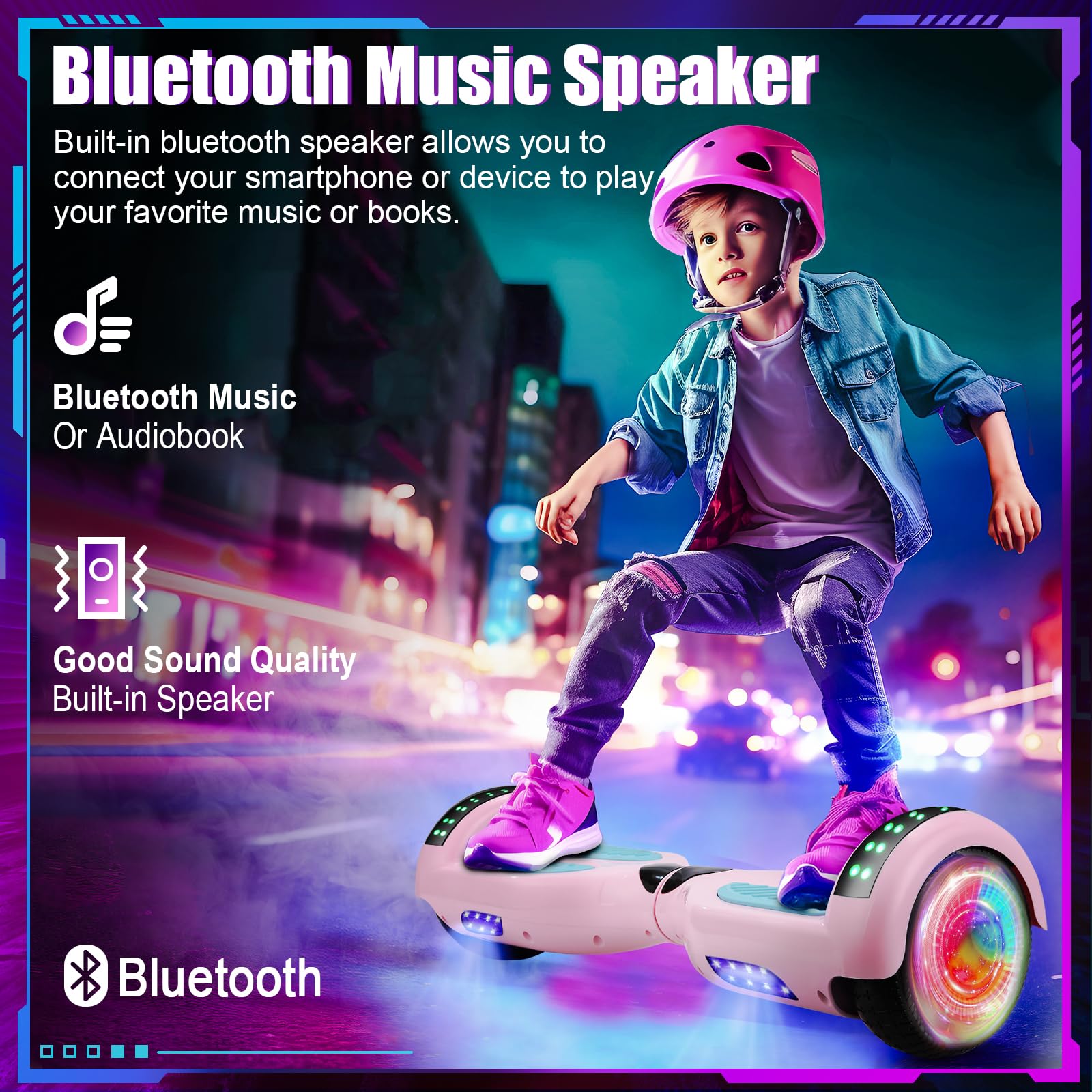 Self Balancing Scooters with Bluetooth & LED Lights - Electric Hoverboard for Kids, Teens & Adults - Perfect for Commuting, Fun Rides & Outdoor Adventures