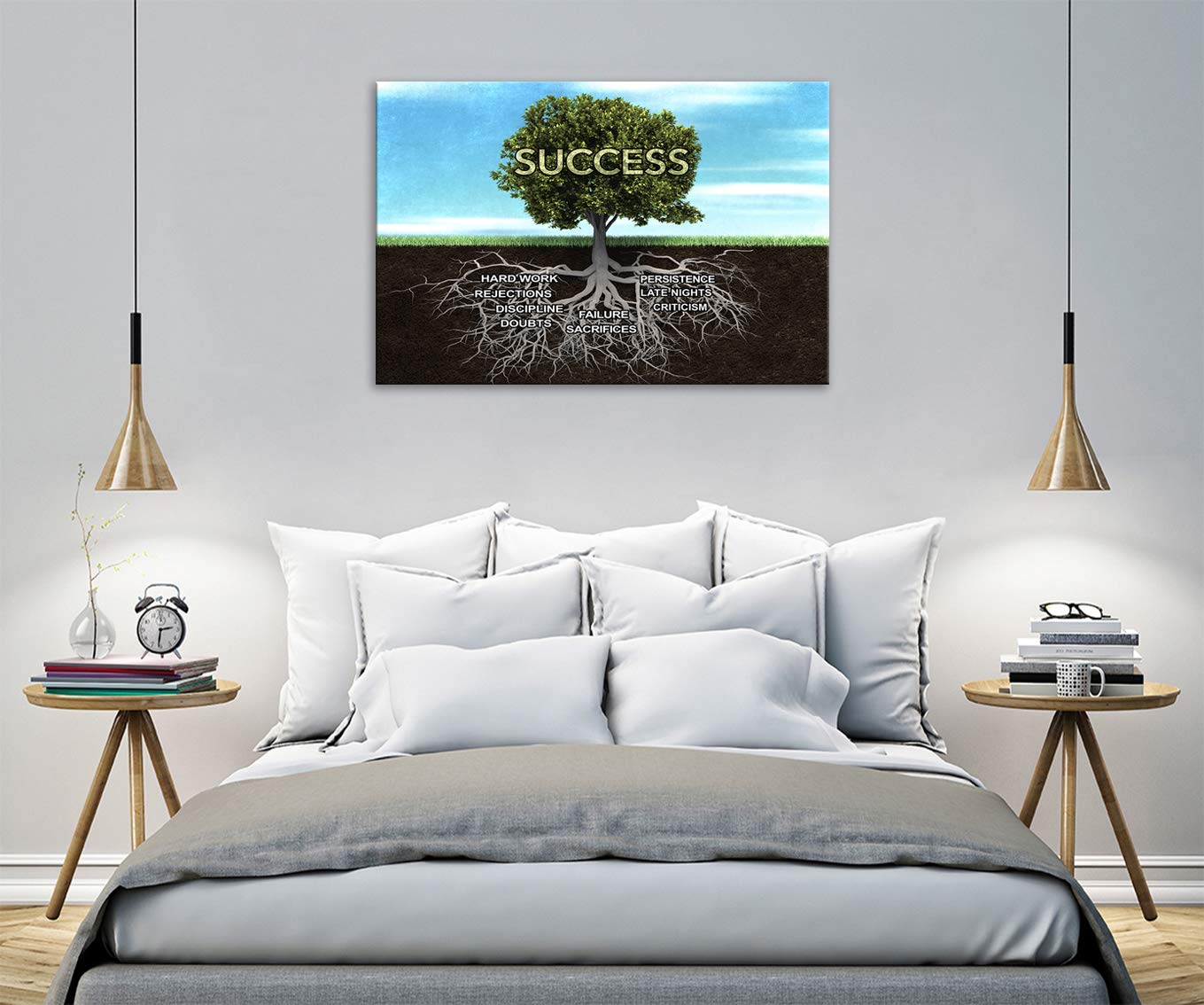 Urttiiyy Success Tree Motivational Canvas Wall Art - Inspirational Entrepreneur Quotes Painting Prints for Office, Gym, Classroom - Framed Ready to Hang Decor - Perfect for Home Office, Workout Room & Study Space