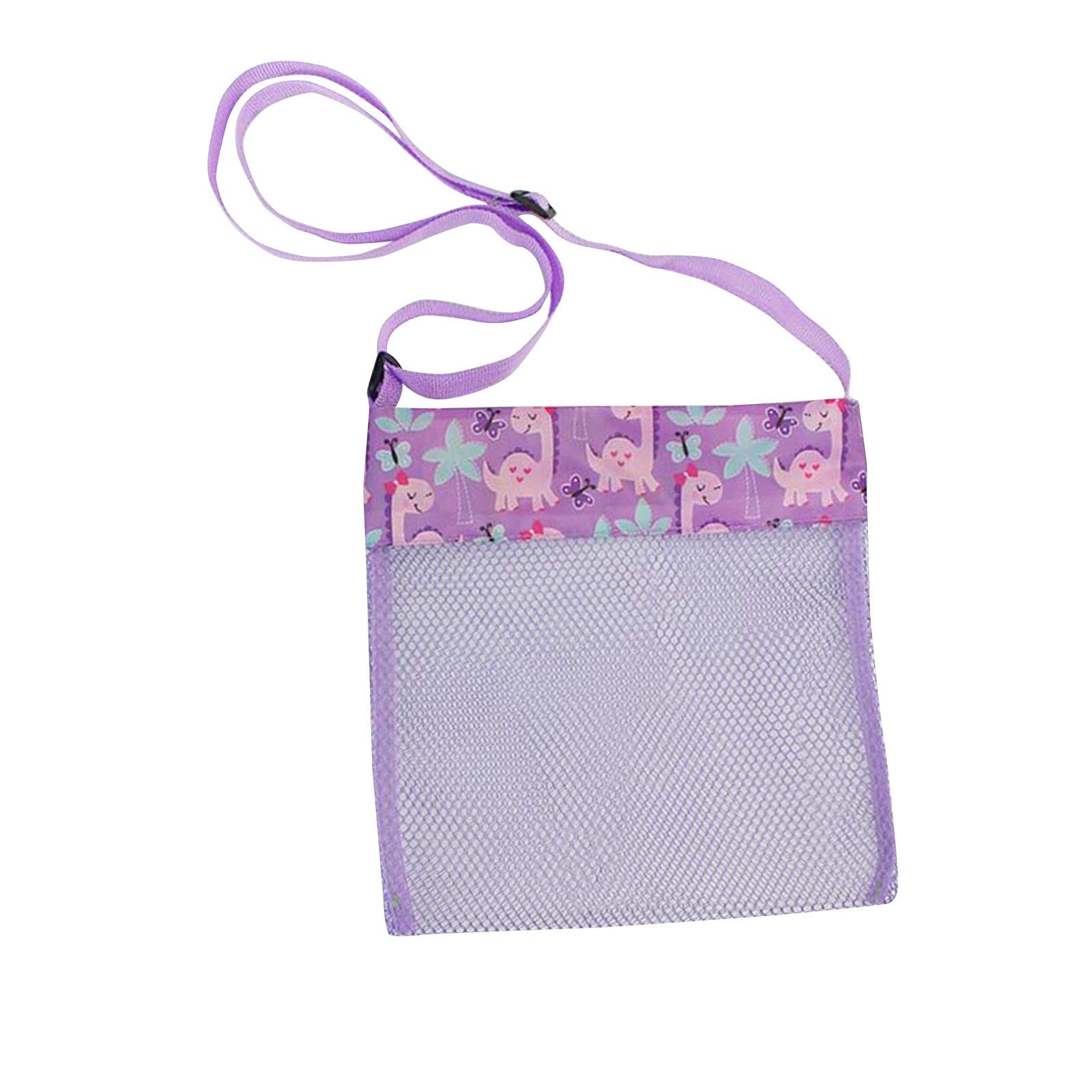 Colorful Mesh Candy Bags for Kids - Small Crossbody Beach Bag, Toy & Snack Storage Organizer (Purple) - Perfect for Beach Trips, Picnics & Birthday Parties