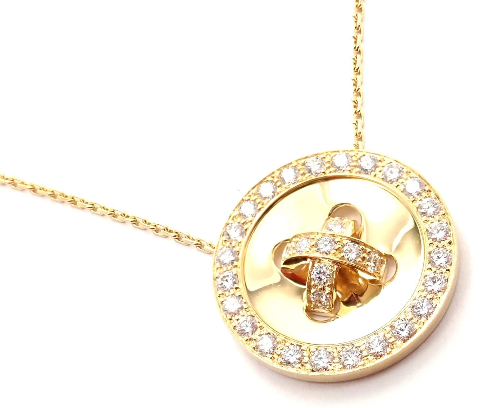 Authentic Van Cleef & Arpels 18k Yellow Gold Diamond Button Pendant Necklace for Women - Luxury Jewelry Gift for Anniversary, Birthday & Special Occasions