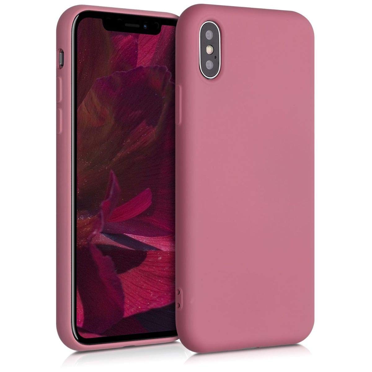 kwmobile Soft TPU Slim Protective Case for Apple iPhone X - Shockproof & Scratch-Resistant Cover in Dark Rose - Perfect for Everyday Use, Travel, and Outdoor Activities