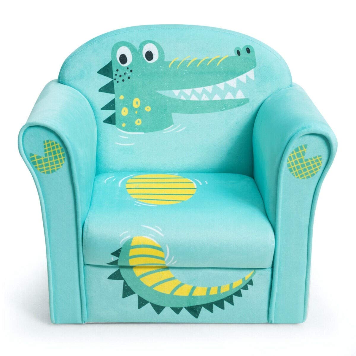 Fireflowery Kids Sofa with Cartoon Pattern - High Back Armrest Chair for Toddlers, High-Resilience Sponge Cushion, Lightweight Children's Furniture for Boys & Girls (Blue) - Perfect for Playroom, Bedroom & Nursery Decor